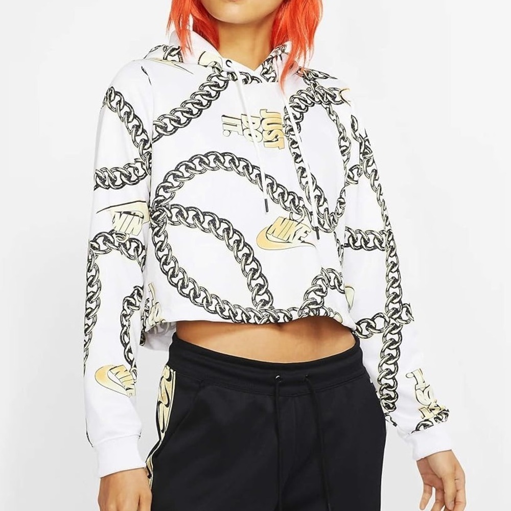 Nike White Chain Print Hoodie
